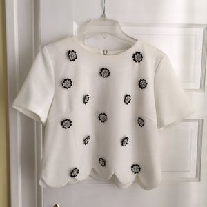 Endless Rose Flowery Scalloped Crop Top